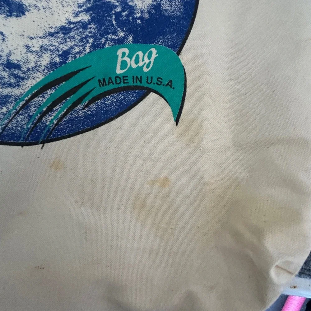 Vintage Delchamps Earth Day Canvas Tote Bag Made in USA 90s Grocery Eco Friendly